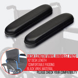 Black 10 Desk Length Padded Vinyl Armrest for Mobility Scooters (Set of 2) shown with multiple mounting holes for versatile fitting.