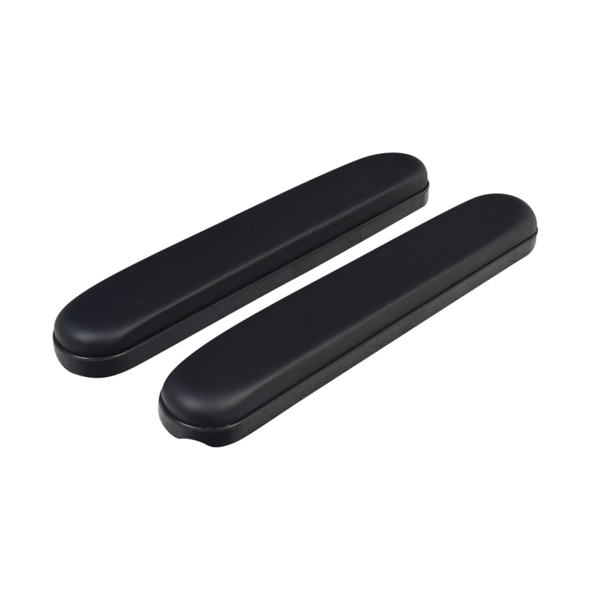 Full Length Armrest Pad for Quantum 600, 610, & Q6 Edge Power Chairs (Set of 2) showing two black rectangular pads designed for wheelchair armrests, suitable as replacements for worn or damaged original pads.