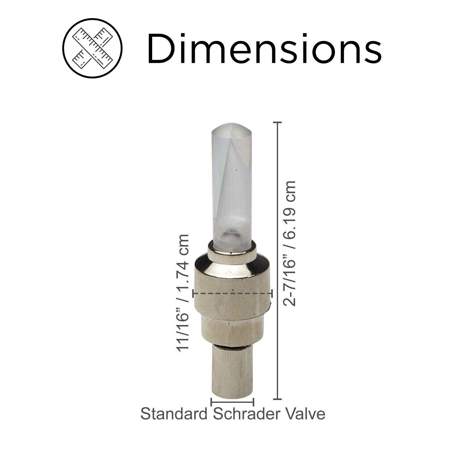 Firefly Valve Stem Light for Bikes & Scooters, showing a close-up of the metal and plastic tube with a clear tip designed to illuminate as the wheel spins.