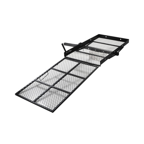 500 lb. Capacity Steel Scooter & Power Chair Carrier & Ramp (Blemished) featuring a metal gate with wire mesh and a foldable metal ramp for easy loading and transport.