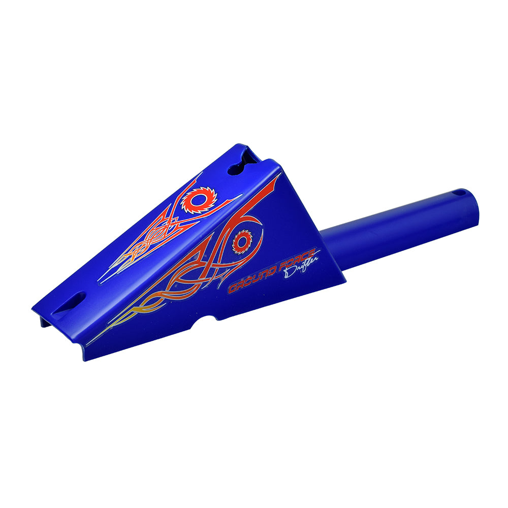 Steering Cover for the Razor Ground Force Drifter Go-Karts (All Versions) shown as a blue plastic piece with a design, fitting perfectly under the steering wheel to conceal steering parts.