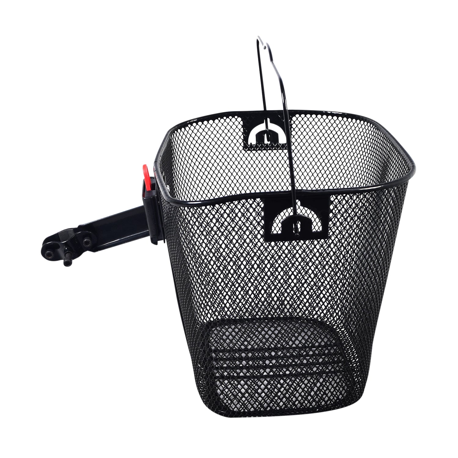 Premium Universal Wire Basket with Quick-Release Mounting Hardware for Bicycles & Scooters shown with a sturdy steel mesh design and a convenient loop handle for easy carrying.