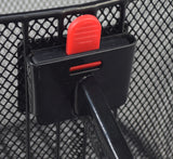 Premium Universal Wire Basket with Quick-Release Mounting Hardware for Bicycles & Scooters, featuring a strong steel mesh design, quick-release clamp, and convenient loop handle for easy attachment and removal.