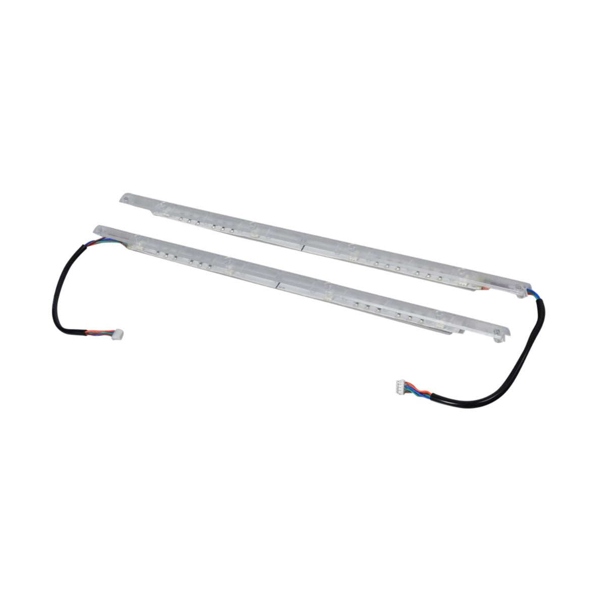 Deck Light Strips for the Ninebot ZING E8 & ZING E10 eKickScooter (Set of 2): Two white tubes with attached wires, designed to mount under the scooter for enhanced illumination.