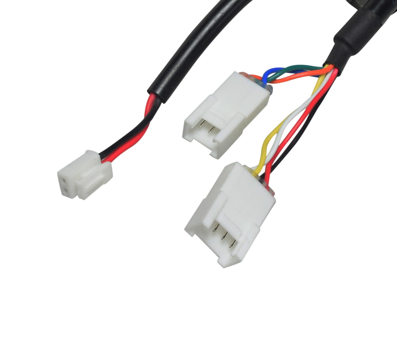 Close-up of the On/Off Switch with Coaxial Port Assembly for the Ninebot ZING E10 eKickScooter, showing the connector with black and red wires, and the charger port with a rubber cover.