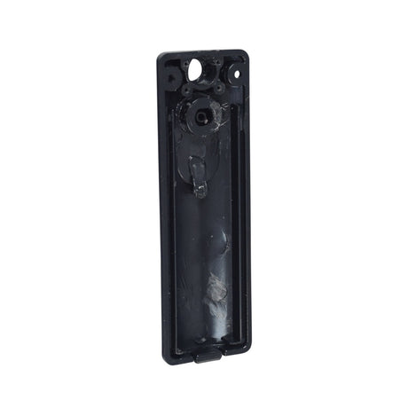 Plastic Charger Port Cover for the GOTRAX GXL V2 Electric Scooter, showing a black rectangular plastic panel with holes and a small silicone rubber plug designed to protect the battery charger port.