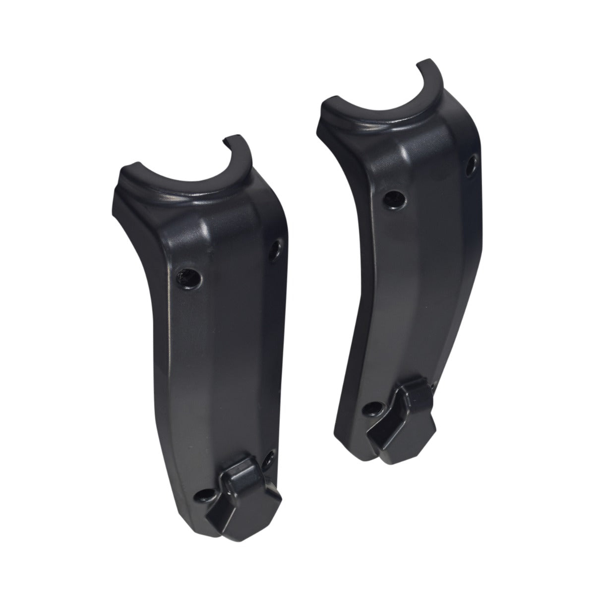 Plastic Fork Cover for the GOTRAX GXL V2 Electric Scooter, showing two black plastic guards designed to mount on either side of the front wheel fork, providing protection and enhancing style.