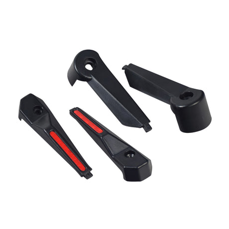 Axle Bumper Kit for the GOTRAX GXL V2 Electric Scooter showing four black plastic components, including two rear axle trim pieces and two pivot lever assembly parts.