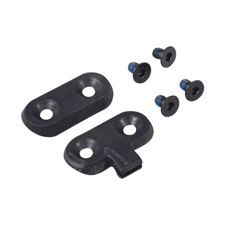 Stem Mounting Bracket Set for GOTRAX GXL V2 & XR Elite Electric Scooters, showing black plastic brackets with mounting holes and screws, including a rear bracket with a cable-mount appendage.