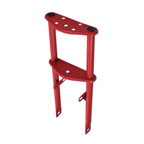 Front Fork for the Fit Right DB003 40cc 4-Stroke Mini Bike (Blemished) showing a red metal ladder-like structure with multiple holes, indicative of its sturdy and durable welded steel construction.