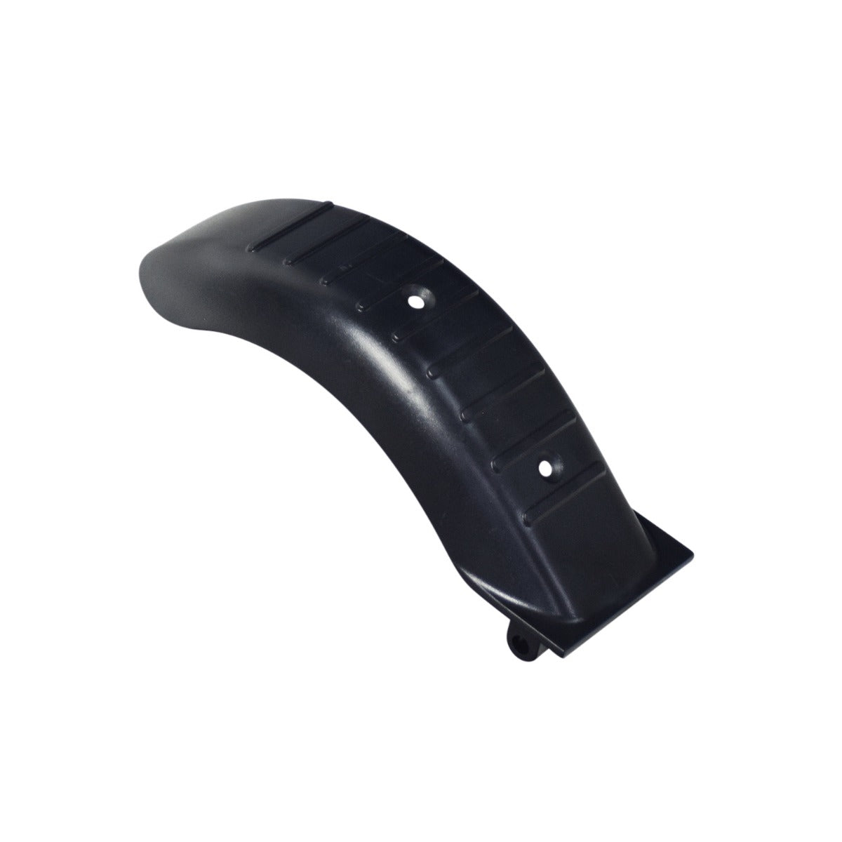 Rear Fender for the Hover-1 Comet Electric Scooter, a black plastic object with a hole and screw, crucial for preventing water and mud splash, and housing the rear brake pad.