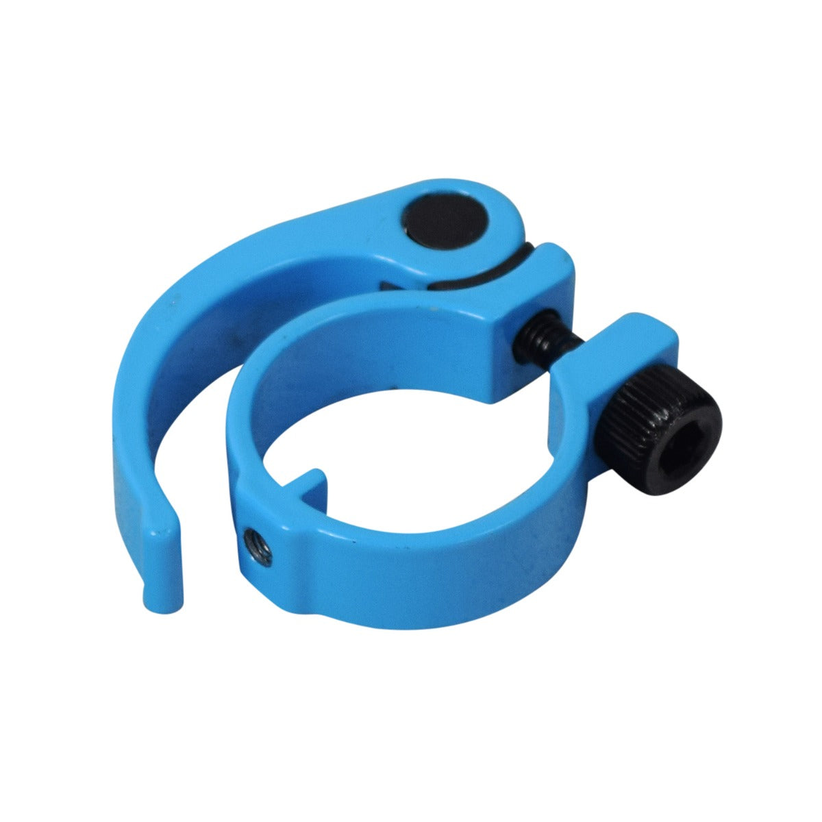 Handlebar Clamp for the Hover-1 Comet, featuring a blue plastic ring with black screws and a hexagonal black wheel, designed for adjustable handlebar height and secure fit.