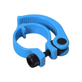 Handlebar Clamp for the Hover-1 Comet: A blue plastic handlebar clamp with black knobs and screws, featuring a hexagon-headed nut and an adjustable design to fit the scooter's handlebar.