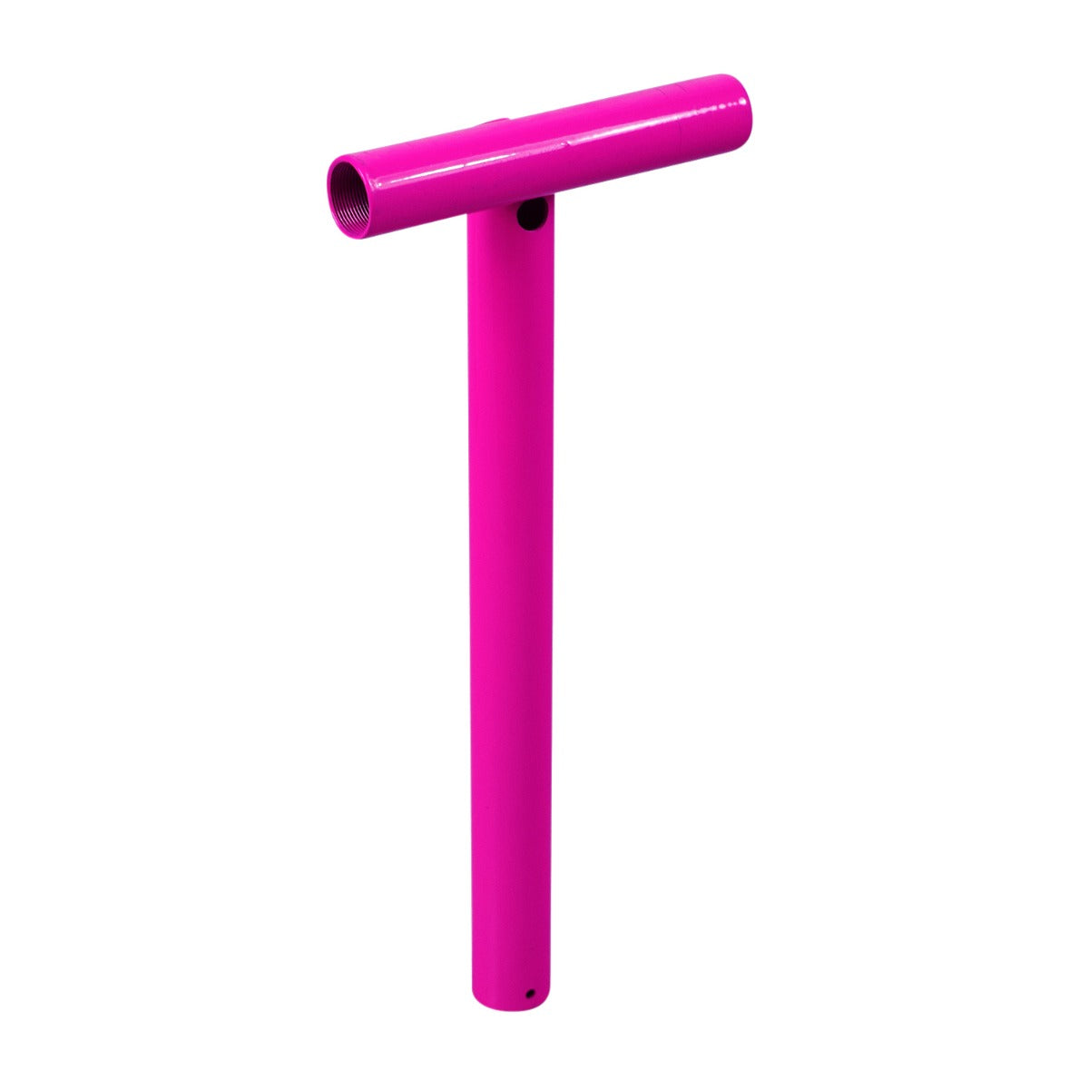 Handlebar for the Hover-1 Comet Electric Scooter featuring an adjustable height with a locking detent button, visible as a pink cylindrical structure with a white top and holes for height adjustment.