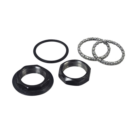 Headset Bearing Kit for the GOTRAX GKS Electric Scooter, featuring a close-up of black metal parts including a nut, chain, and ring bearings, designed to ensure smooth pivoting of the handlebar and front wheel fork.