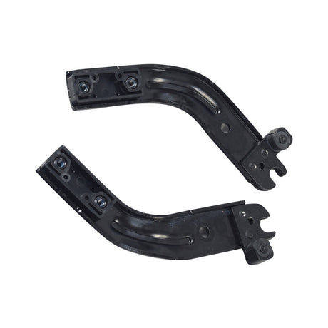 Shoulder Mounting Brackets for the Ninebot Zing E10 eKickScooter, showing two black metal parts designed to clamp the shoulder to the scooter's main body frame or battery tray.