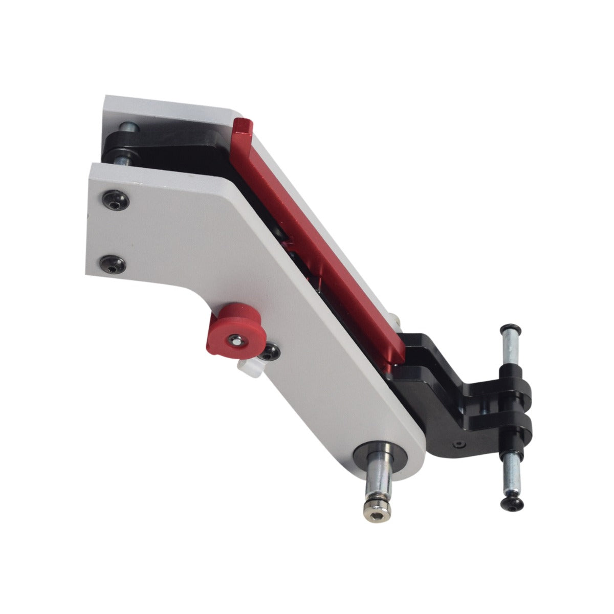 Handlebar Pivot Lever Assembly for the GOTRAX XR Ultra Electric Scooter, featuring a robust white and red design with black screws, a red wheel, and machined metal components for durability and functionality.