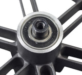 Rear Wheel Assembly for the Hiboy® S2 Electric Scooter, showcasing a close-up of the solid 8.5x2.0 tire mounted on a 6-spoke dark gray rim with five brake disc mounting holes and pre-installed bearings.