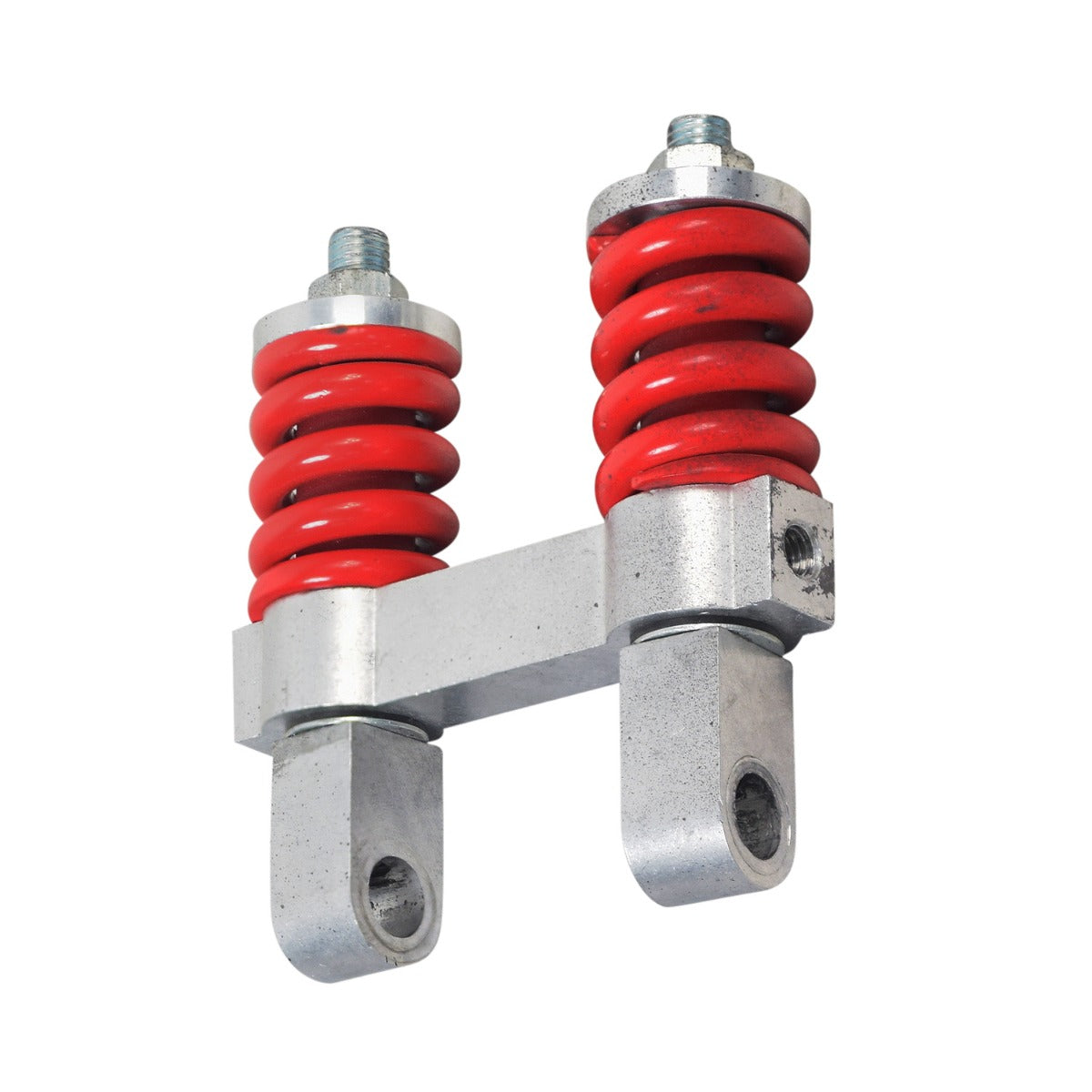 Rear Dual Shock Absorber Assembly for Hiboy® S2 & S2 Pro Electric Scooters showing metal springs and mounting components designed for durability and tension adjustment.