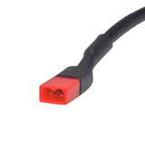 Taillight for Hiboy® S2 & S2 Pro Electric Scooters showing a close-up of the black cable and red plug with a 2-wire harness and connector for rear fender mounting.