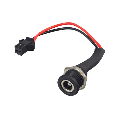 Coaxial Charger Port for the Hiboy® S2 Electric Scooter, featuring two 4 wires with a connector and retaining nut, designed for direct battery connection to a 5.5 mm coaxial charger.