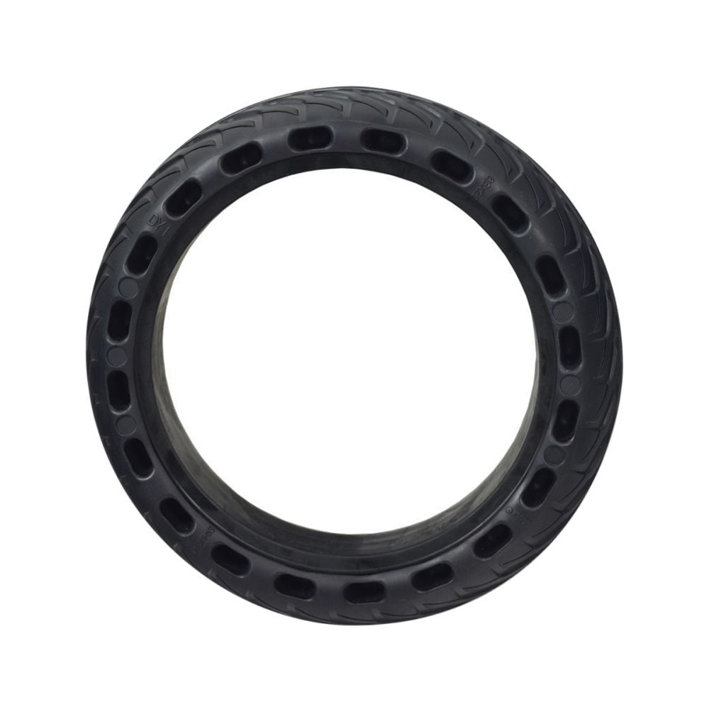 8-1/2 x 2 solid tire with original tread pattern for Hiboy® S2 & S2R electric scooters, featuring a black rim and shallow street tread, designed for a flat-free ride on hardtop pavement.