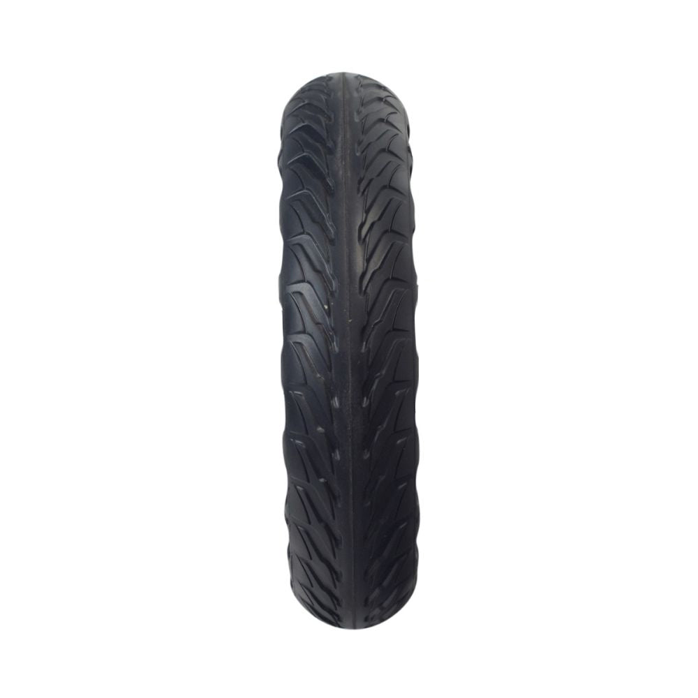 8-1/2 x 2 Solid Tire with Original Tread Pattern for Hiboy® S2 & S2R Electric Scooters, showcasing a close-up of its black, curved tread designed for flat-free rides on hardtop pavement.