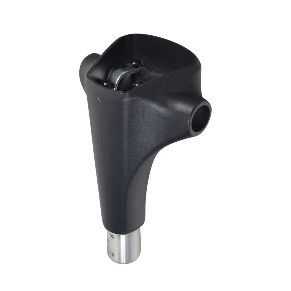 Top Stem Assembly & Handlebar Clamp for GOTRAX Apex & Apex XL Electric Scooters, featuring a robust black and silver metal design with a visible clamp and cylindrical stem, providing essential handlebar support.