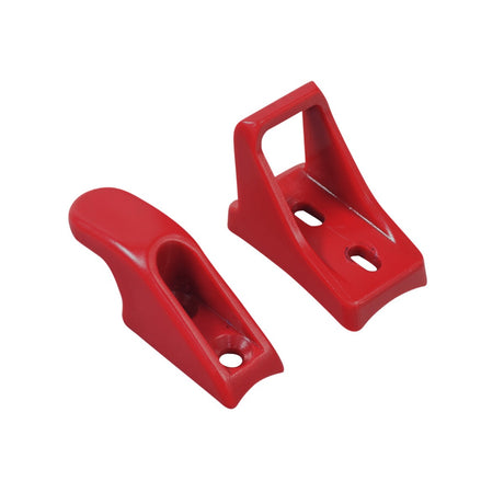 Plastic Hook & Latch Set for GOTRAX Apex, Apex LE, & Apex XL Electric Scooters, showing two red plastic parts designed to connect the handlebar stem to the rear fender assembly when folded.