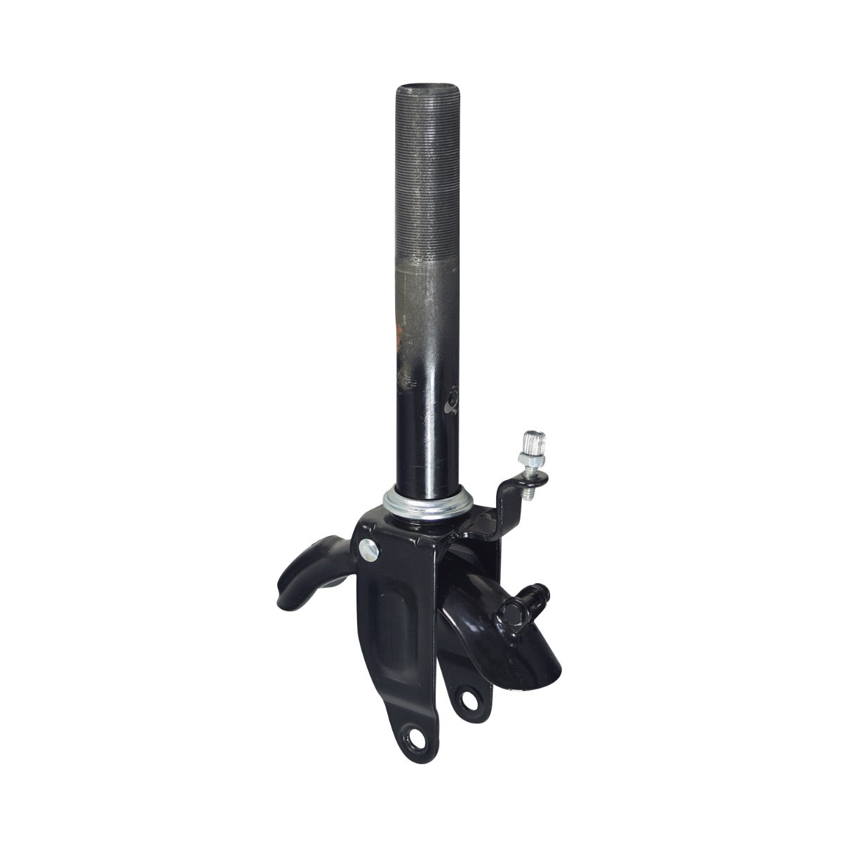 Front Fork Assembly for the Razor Power Core E90 Sprint Electric Scooter, featuring a black metal tube with integrated front fender and brake mechanism, essential for the scooter's front wheel support.