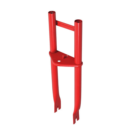 Front Fork for the Hover-1 H1 TRAK Electric Dirt Bike showing a red metal frame with holes, designed for durability and safety, ideal for replacing damaged or worn-out forks on your electric dirt bike.