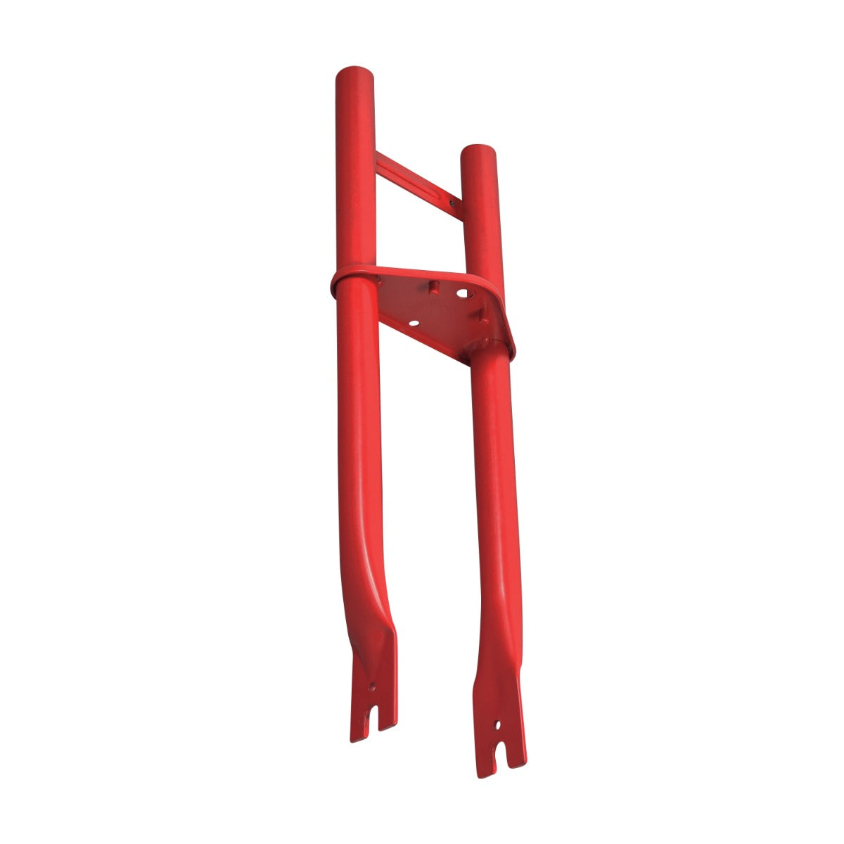 Front Fork for the Hover-1 H1 TRAK Electric Dirt Bike featuring a red metal frame with screws and two holes, designed for durability and easy replacement.