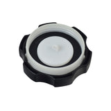 Fuel Tank Cap for the Predator 224cc 6.6 HP Go-Kart Engine featuring a scalloped edge for grip and a black ring with a rubber seal to prevent gas leaks.