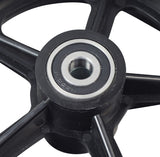 Front Wheel Assembly for the Megawheels S10 Electric Scooter featuring a solid 8 honeycomb tire, 5-spoke black plastic rim, and pre-installed 6200RS bearings.