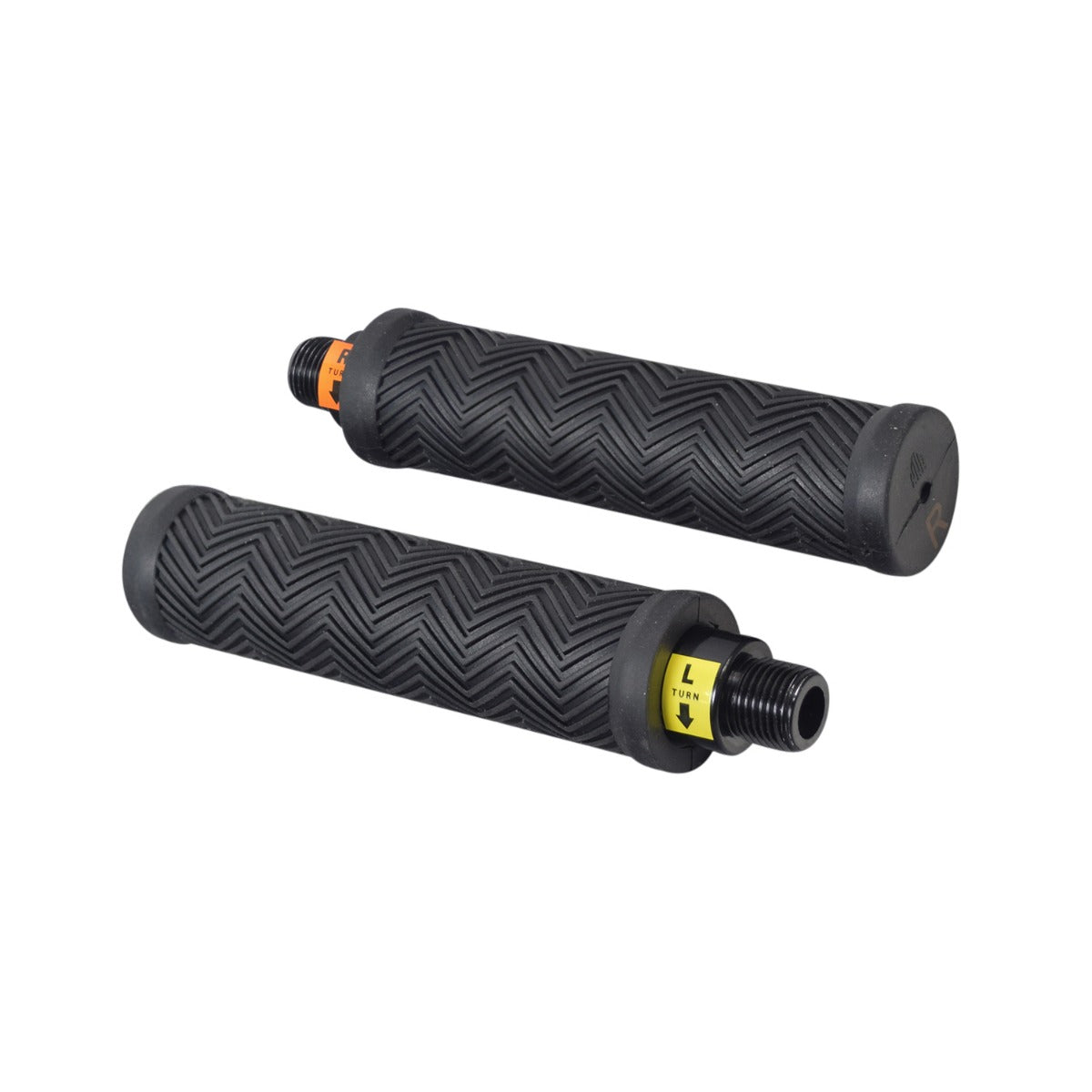 Handlebar Grip Set for the Megawheels S10 Electric Scooter, featuring close-up of a threaded black handlebar grip with textured rubber sleeve, designed for secure attachment and labeled for correct side installation.