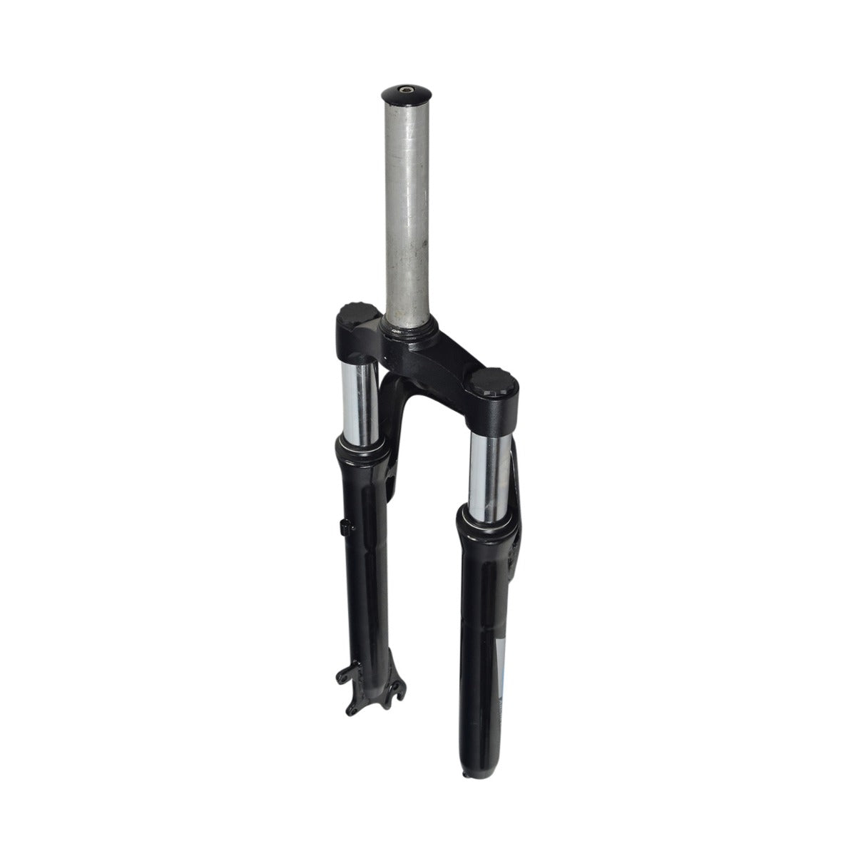 Front Fork Assembly for the ANCHEER 26 350W Electric Mountain Bike, featuring a robust black and silver design with twin shock absorbers for enhanced durability on rough mountain trails.