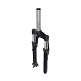 Front Fork Assembly for the ANCHEER 26 350W Electric Mountain Bike, featuring a robust black and silver design with twin shock absorbers for enhanced durability on rough mountain trails.