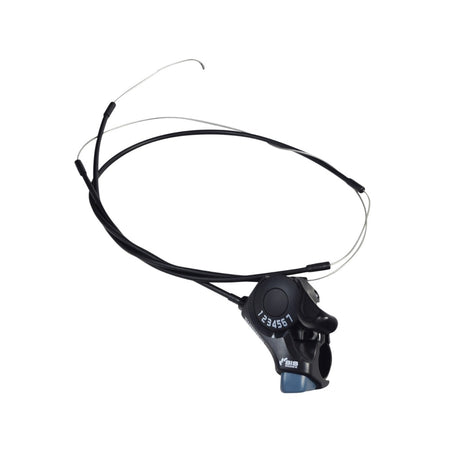 7-Speed Right Thumb Gear Shift Lever for the ANCHEER 26 350W Electric Mountain Bike by Shimano, featuring a black device with a visible shift cable and gear mechanism.