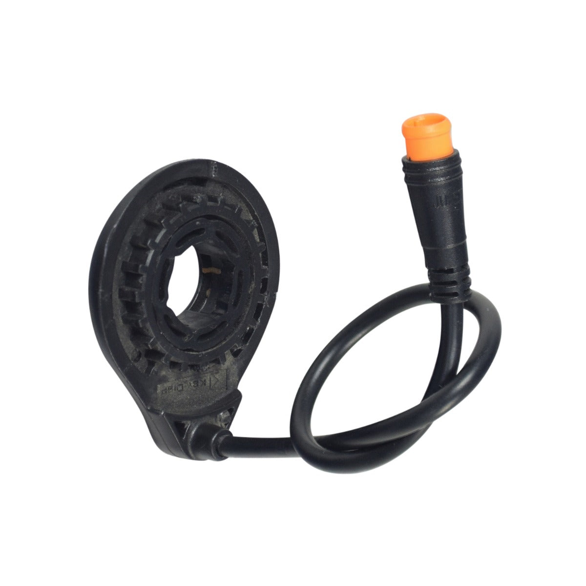 Pedal Assist for ANCHEER 26 350W Electric Mountain Bike, featuring a black cable connected to a round sensor, essential for monitoring pedal revolutions and enhancing motor assistance.