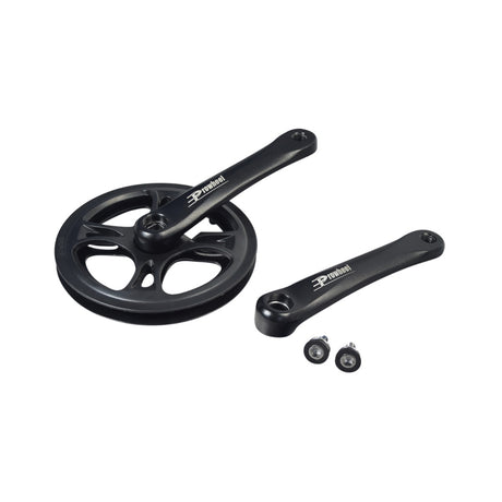 Crankshaft Set with Freewheel Sprocket for the Swagtron EB6 Bandit Fat Tire Electric Bike, showing a black wheel with a handle and sprocket encased in a black plastic shroud.