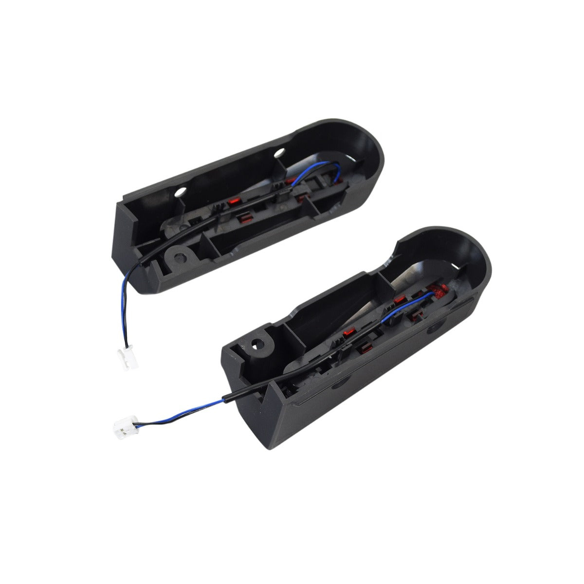 Rear Deck Light Assembly for the Ninebot ES2 Electric Scooter featuring durable black ABS plastic components with attached wiring harnesses for both left and right sides, essential for visibility on the road.