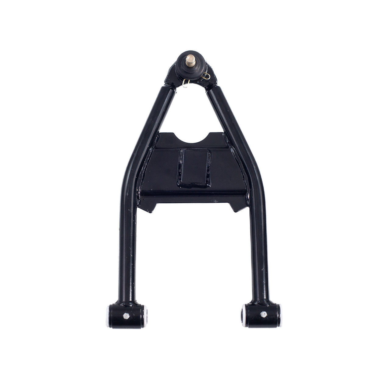 Lower A-Arm for Coleman AT200-B ATV, a black metal component with pre-installed bushings, spacers, and grease fittings, crucial for the ATV's steering and suspension system.