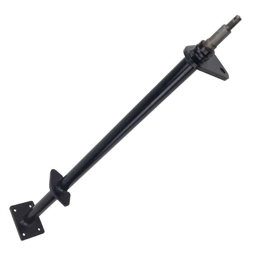 Steering Shaft for the Coleman AT200-B ATV, showcasing a black metal pole with screws, a metal rod, and a close-up of an M10x1.50 threaded lower tip with a pin hole.