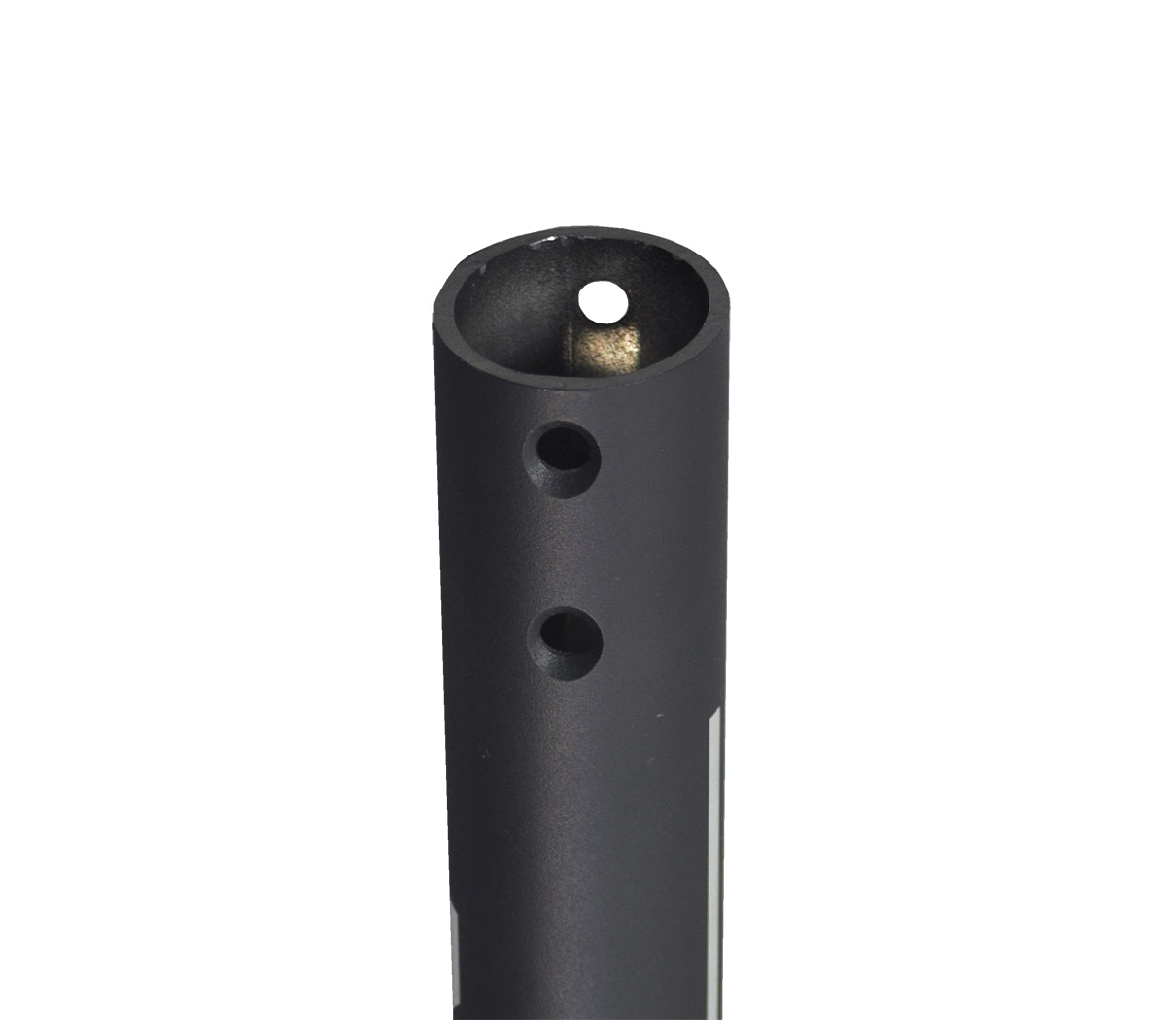 Close-up of the Folding Handlebar Stem for the Swagtron Swagger 5 Elite Folding Electric Scooter, showing the black metal tube with several holes, upper fold mechanism, and release lever.