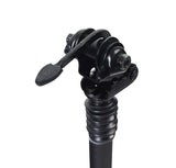 Suspension Seat Post with Lever for the HeyBike Ranger Electric Bicycle, featuring a built-in shock, black metal tube, seat adjustment lever, and glossy black seat bracket.