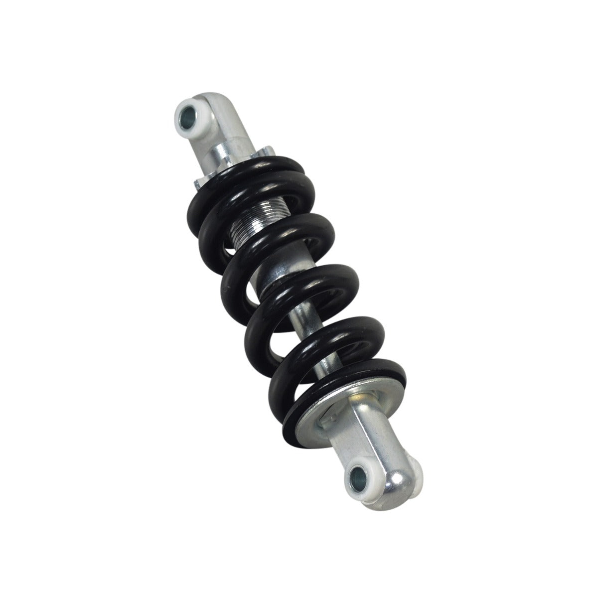 Rear Shock for the Fit Right FRP DB001 50cc Dirt Bike, featuring a black and silver coil spring designed to dampen rear wheel bounce, enhancing ride comfort and reducing tire wear.