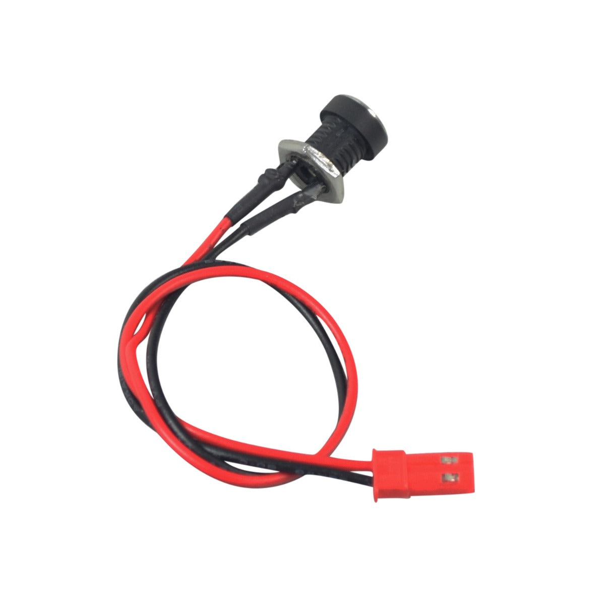 Coaxial Charger Port for GOTRAX Apex & Apex XL Electric Scooters, featuring a black button, red and black wires, and a 5.5 mm female coaxial aperture.