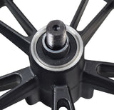 Front Wheel Assembly for GOTRAX Apex & Apex XL Electric Scooters featuring an 8-1/2x2 tire on a 5-spoke black plastic rim with pre-installed 6001RS bearings.