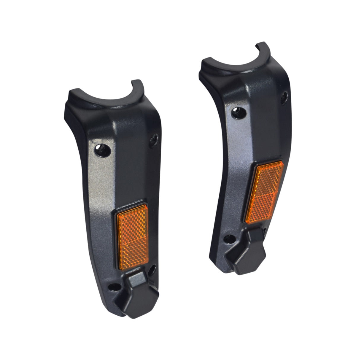 Plastic Fork Cover with Reflectors for the GOTRAX XR Elite Electric Scooter, featuring two black ABS plastic shrouds with pre-installed orange reflectors and pre-drilled mounting holes for easy installation.