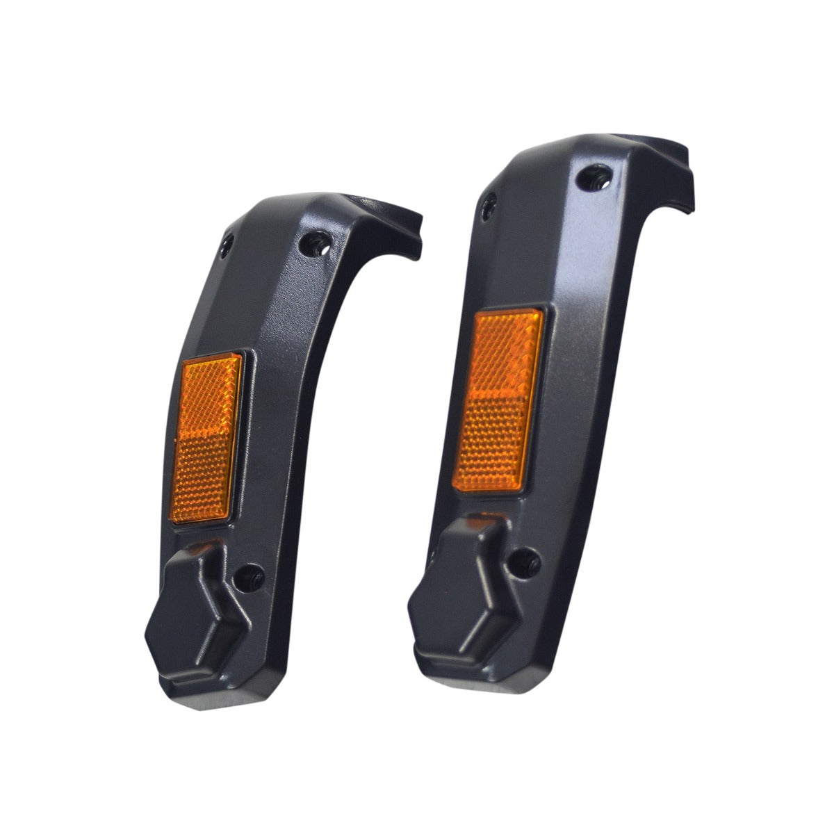 Plastic Fork Cover with Reflectors for the GOTRAX XR Elite Electric Scooter, showing a set of two black ABS plastic covers with orange reflectors and pre-drilled mounting holes for easy installation.